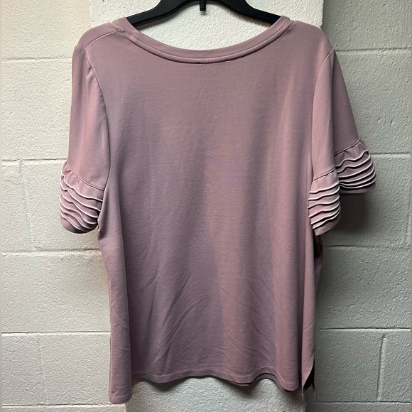 Lane Bryant Light Purple Boxy Ribbed Short Sleeve T-Shirt - Picture 4 of 4
